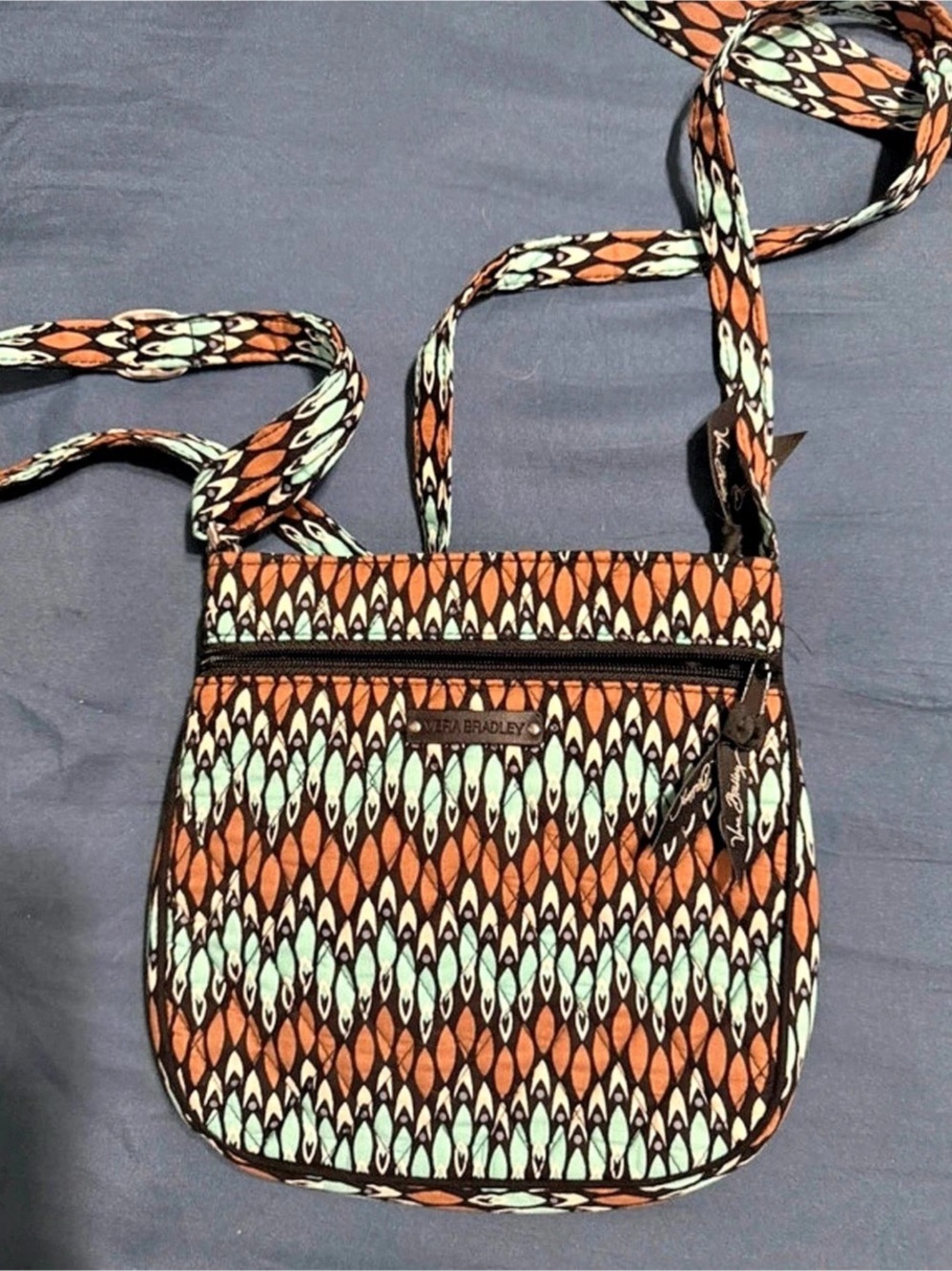 Vera Bradley Geometric Crossbody Bag in Brown & Green